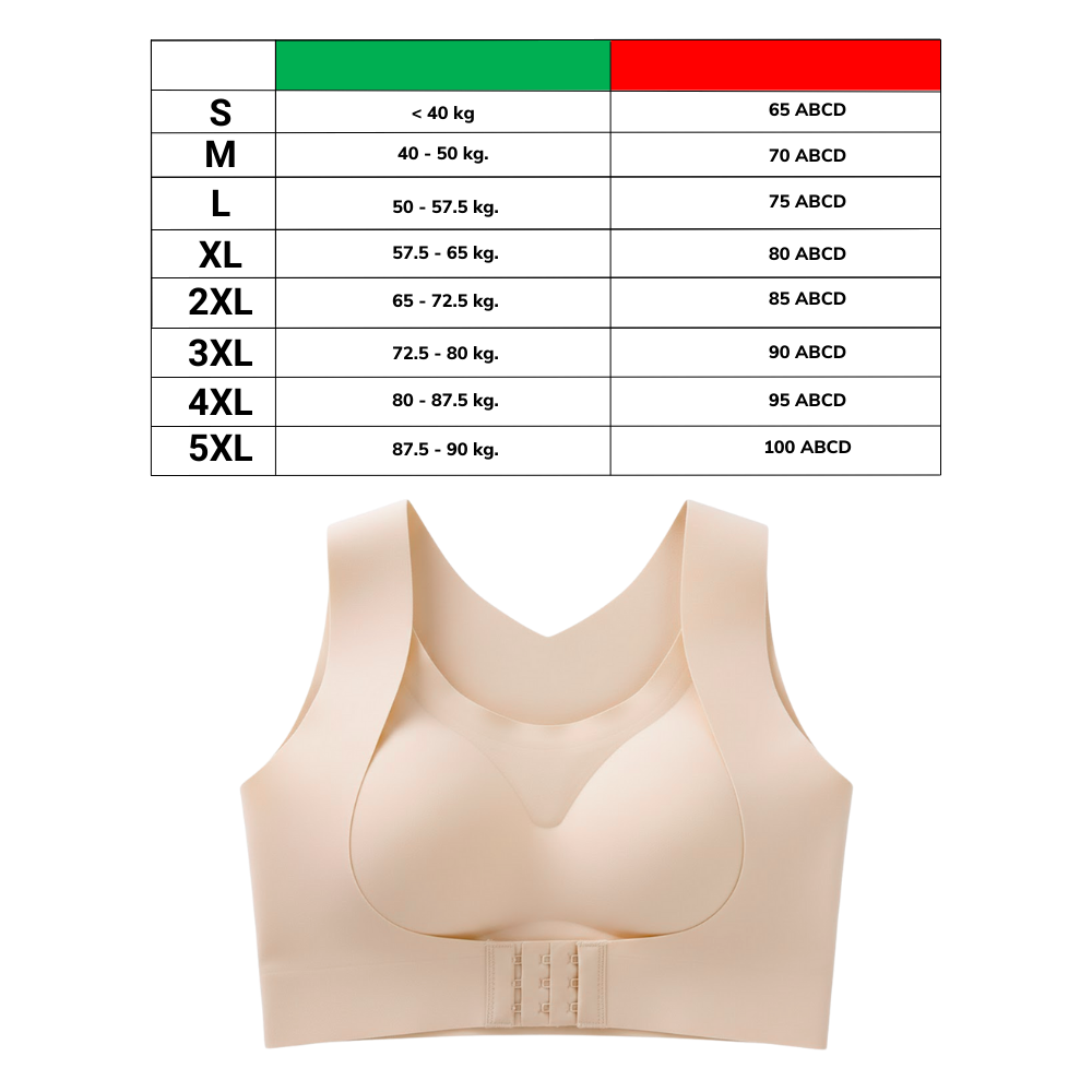 Soutien-gorge sem costura da Xingqing com suporte postural, ideal para conforto e correção da postura.