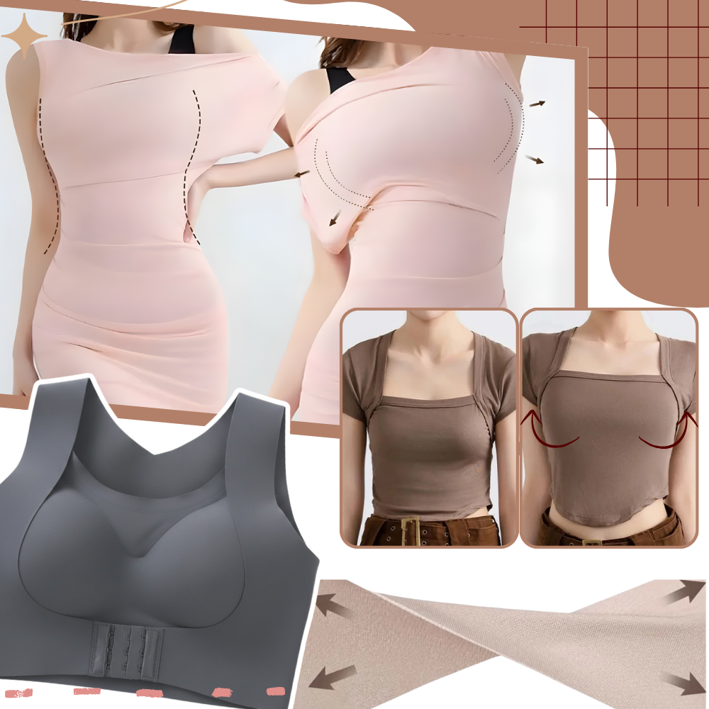 Soutien-gorge sem costura da Xingqing com suporte postural, design elegante e confortável para uso diário.