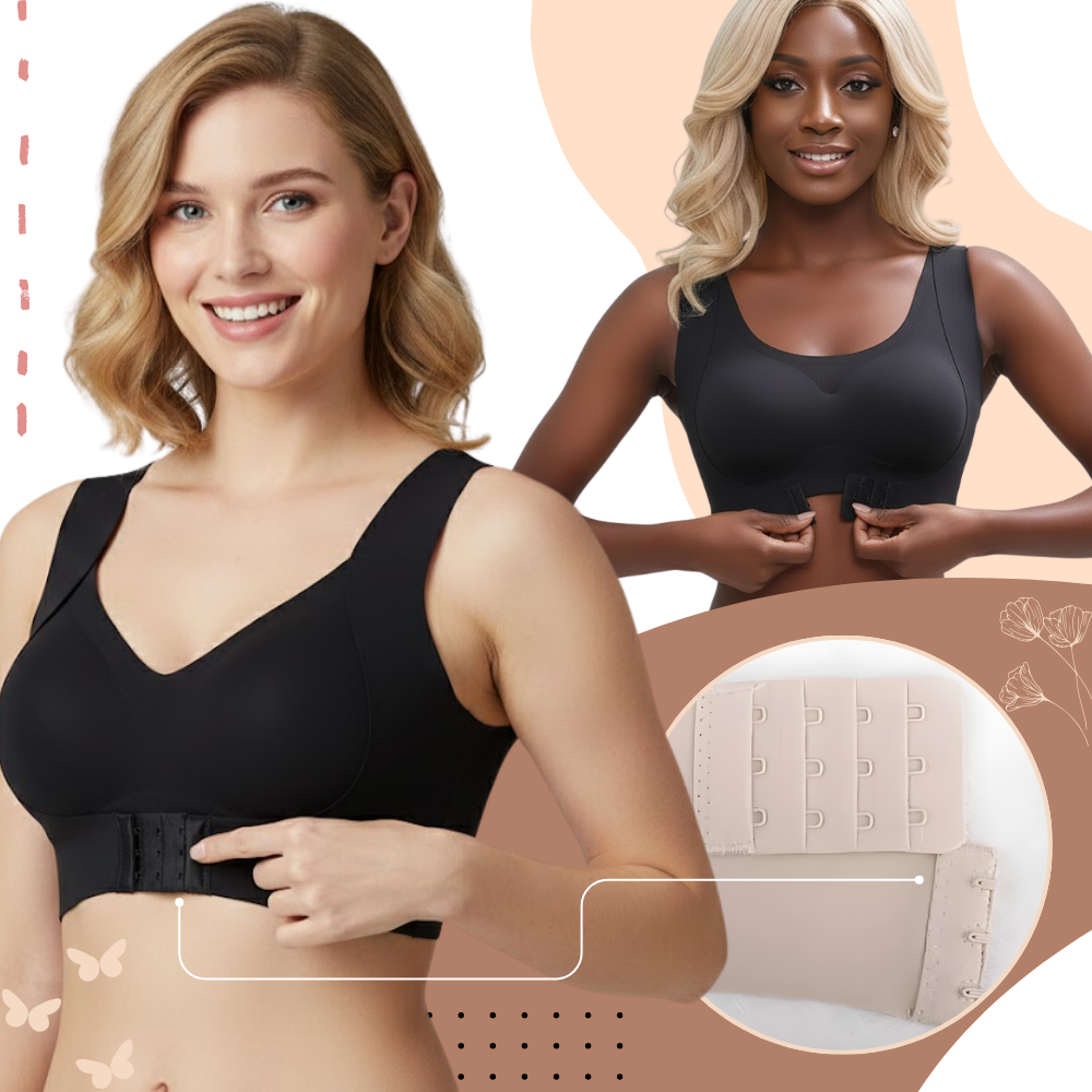 Soutien-gorge sem costura da Xingqing com suporte postural, confortável e invisível sob roupas, ideal para uso diário.