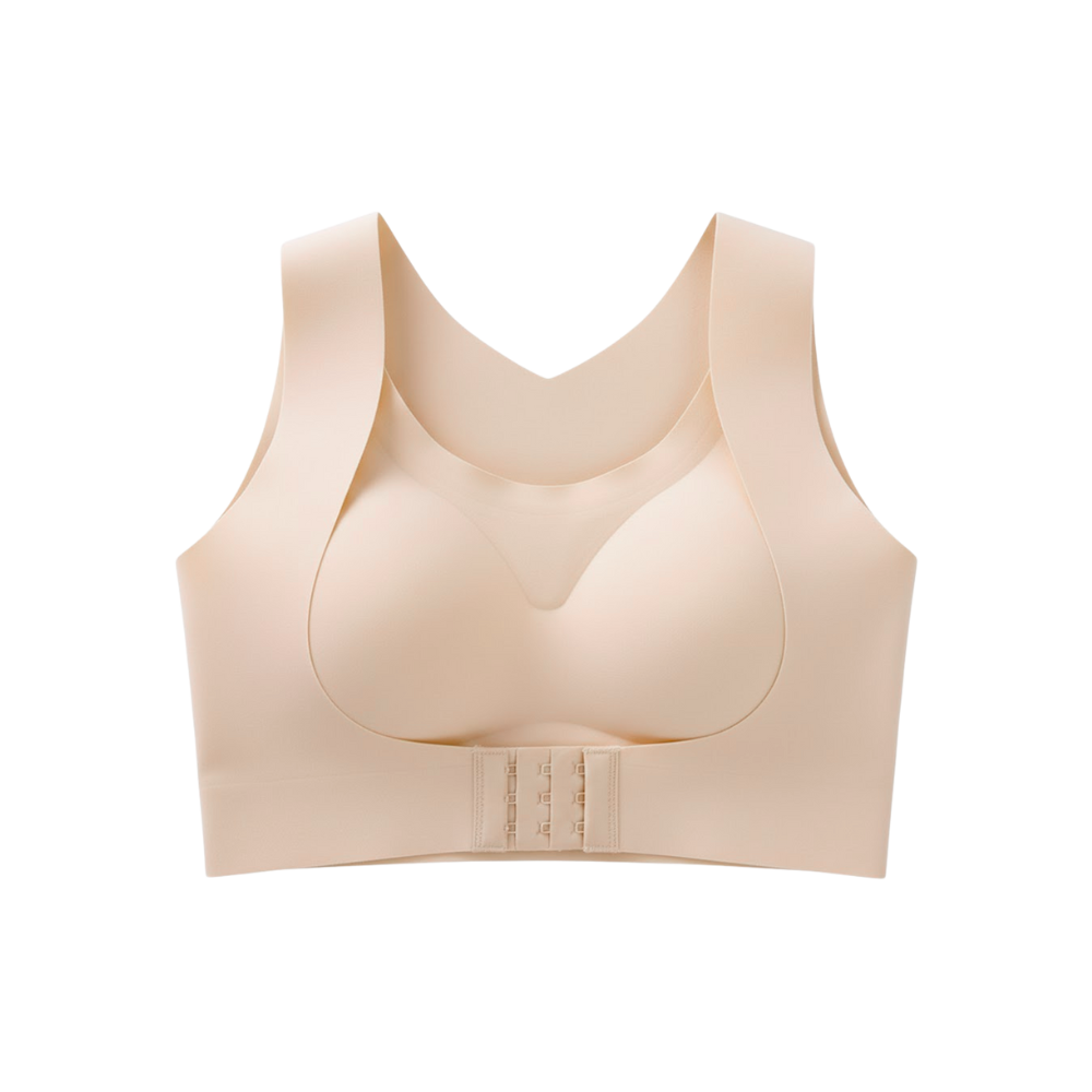 Soutien-gorge sem costura da Xingqing, com suporte postural, em tom de pele, disponível nos tamanhos S a 5XL.