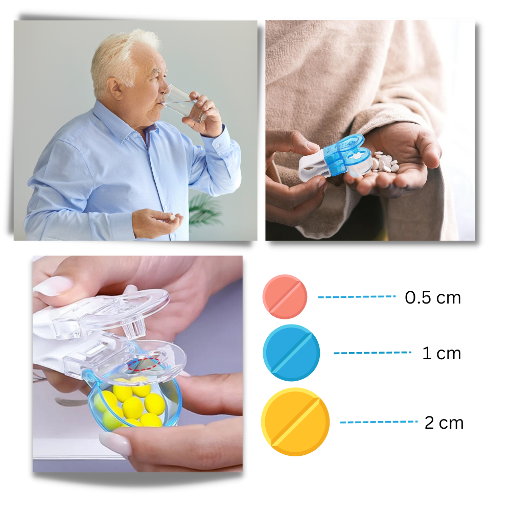 Pilulier portátil Rkstn, caixa de comprimidos versátil para armazenamento e divisão de medicamentos, compacto e prático.