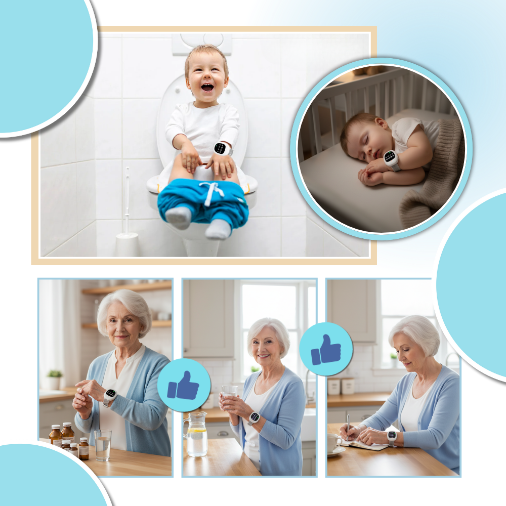 Relógio de alarme de enurese da Lifcasual para aprendizado de higiene, com tela digital e alerta para controle da incontinência.