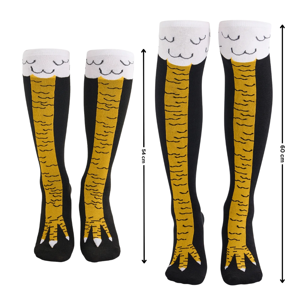Meias da marca Gl com estampa de patas de galinha, estilo divertido, confortável para uso casual e descontraído.