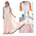 Robe em musselina de renda Prairie Chic da Jbeelate, com detalhes em chiffon e estilo boho, vista frontal.