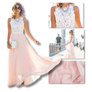 Robe em musselina de renda Prairie Chic da Jbeelate, com detalhes em chiffon e estilo boho, vista frontal.