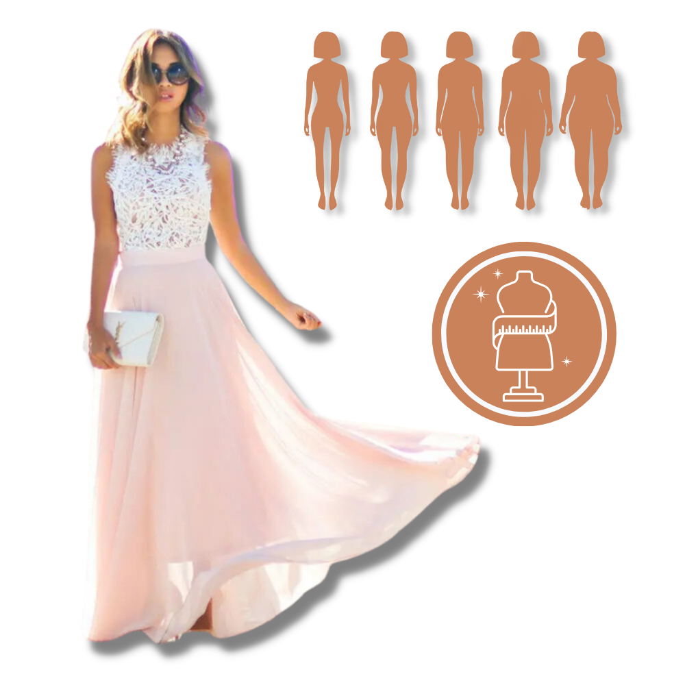 Robe de mousseline de dentelle Prairie Chic da Jbeelate, com detalhes delicados em renda e visual fluido e elegante.