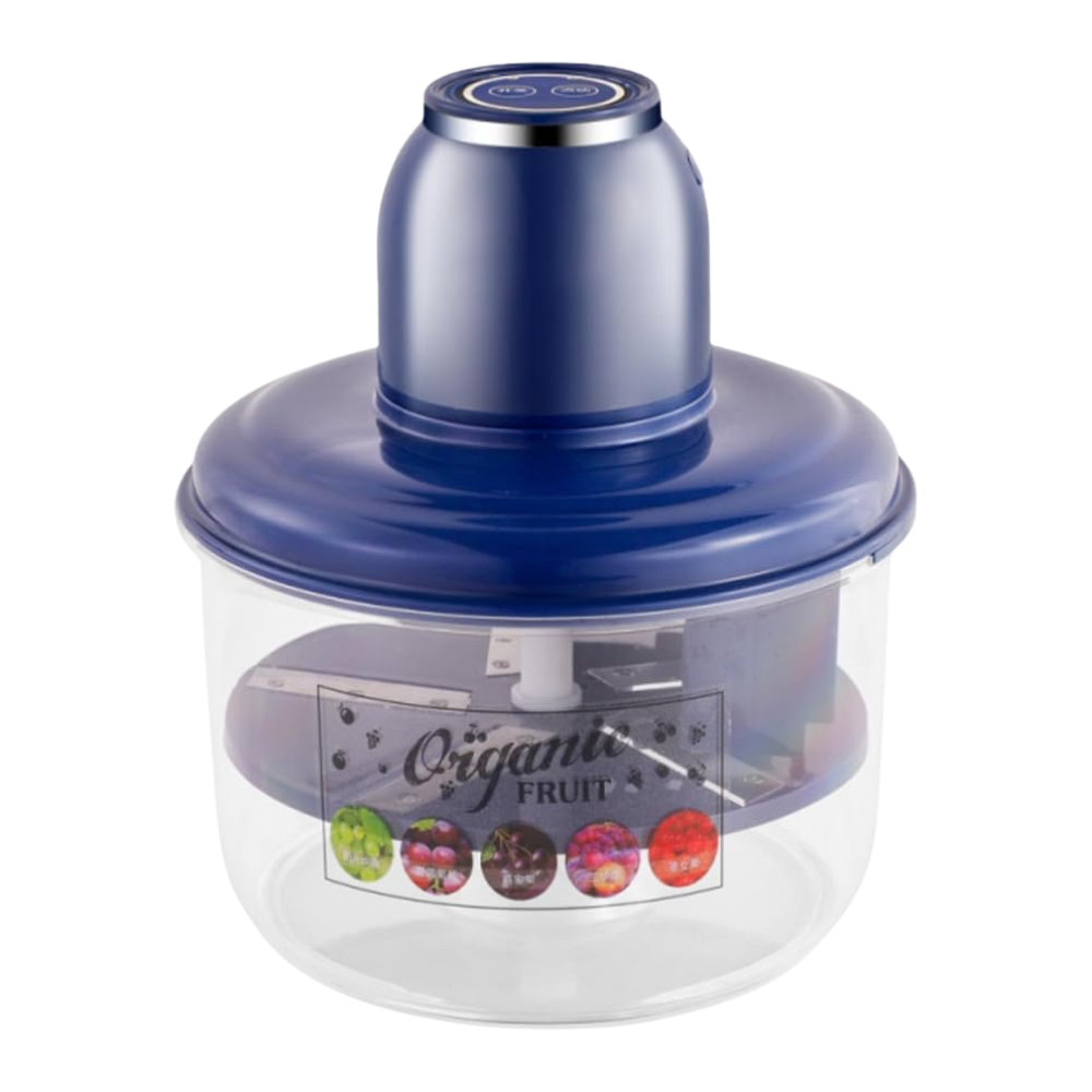 Éplucheur elétrico de frutas a grappe Pyltt azul, utensílio de cozinha para descascar frutas de forma rápida e eficiente.