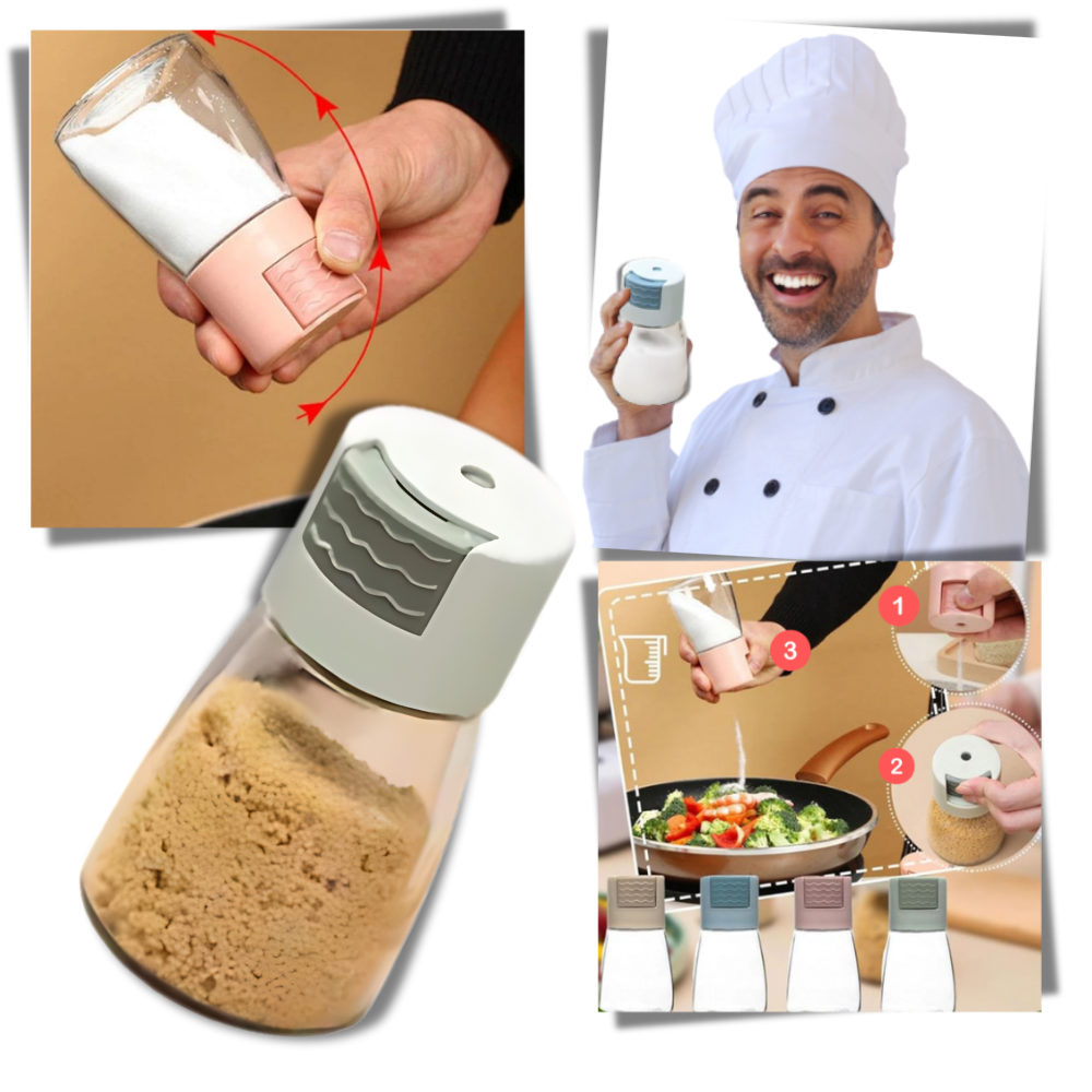 Saladeiras de sal e pimenta Tking Fashion com botão de acionamento preciso para temperar alimentos na cozinha.