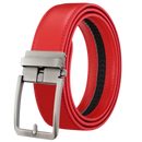 Cinto automático de couro de vaca vermelho da marca Unique Bargains, detalhe e textura do material na imagem.