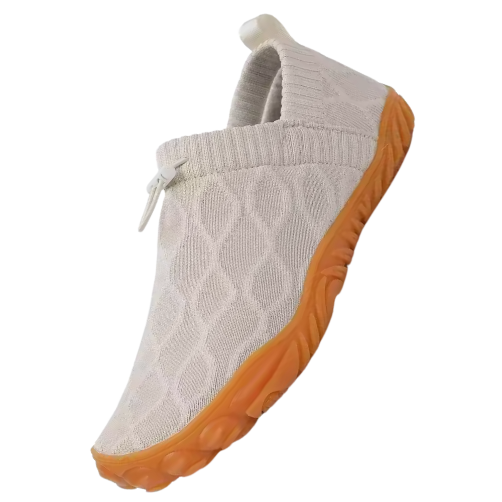 Sapatos confortáveis barefoot Luniquz na cor bege, com design natural e respirável, ideal para caminhar com conforto e liberdade.