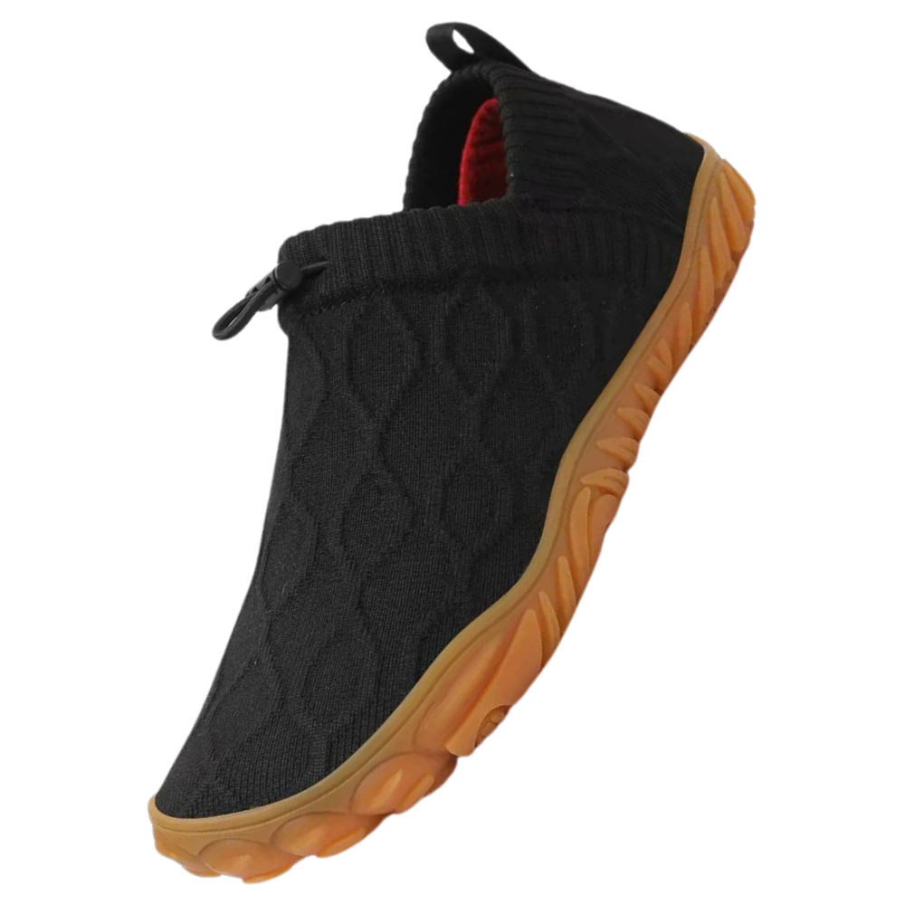 Sapatos confortáveis estilo barefoot da Luniquz, preto, com design flexível e confortável para uso diário.