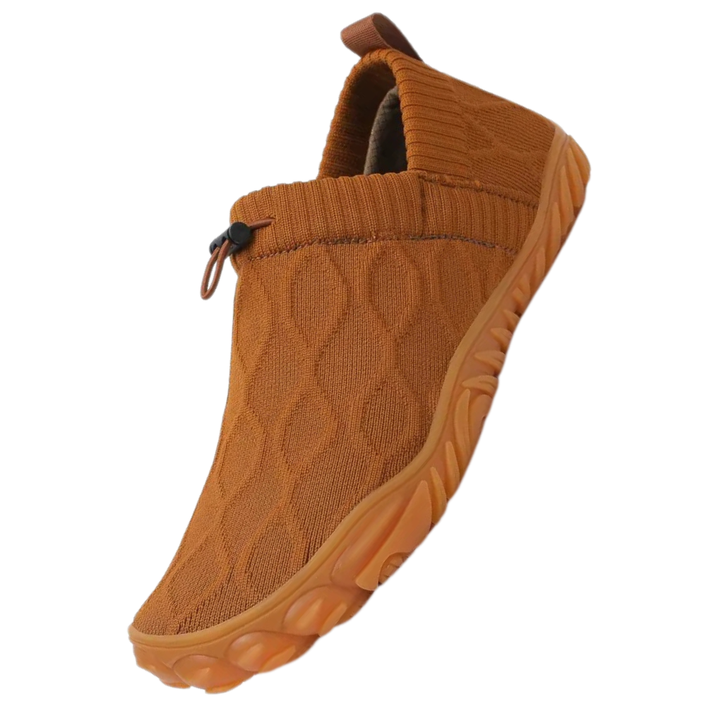 Sapatos confortáveis barefoot Luniquz na cor marrom, com design ergonômico e solado flexível para máximo conforto.