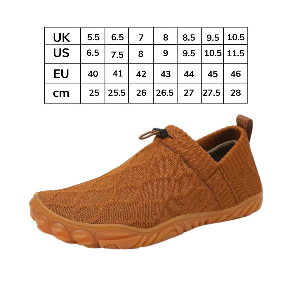 Sapatos confortáveis barefoot da Luniquz, vista lateral mostrando sola antideslizante e design flexível para conforto e liberdade de movimento.