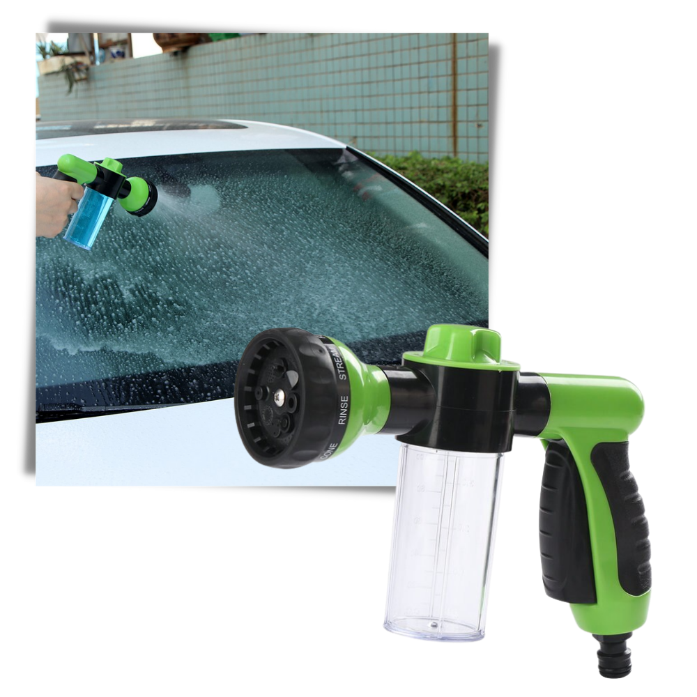Pistolet de lavage de voiture haute pression Profit, noir, com distribuidor de sabon e tubo de limpeza para veículos.