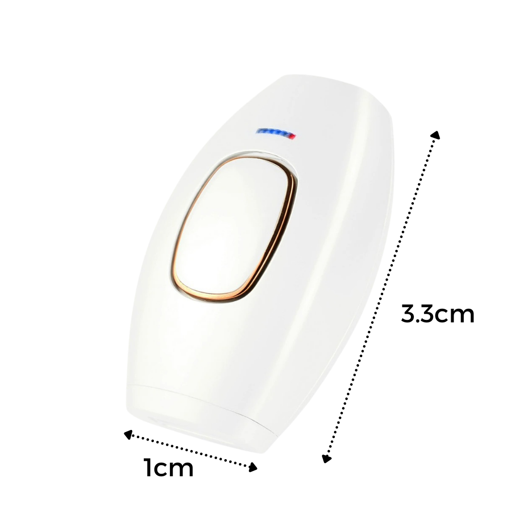 Mini épilador laser IPL da Project Retro para rasage e cuidados com a pele, mostrado em uma imagem com detalhes do aparelho.