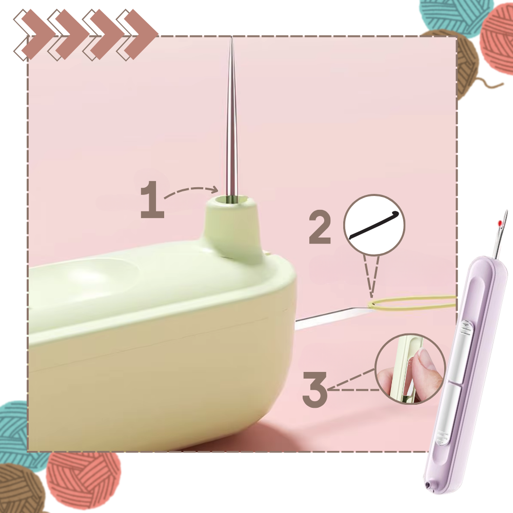 Agulha de tricô 2 em 1 Pudcoco para hobbies criativos, cor bege, ferramenta prática para artesanato.