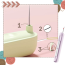 Agulha de tricô 2 em 1 Pudcoco para hobbies criativos, cor bege, ferramenta prática para artesanato.
