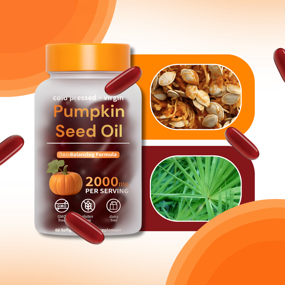 Gélulas de óleo de sementes de abóbora Naturebell para cuidado capilar, com ingredientes naturais e confiáveis