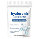 Poudre de ácido hialurônico hidratante de espectro completo da Purisure, cosméticos para pele, em embalagem branca.