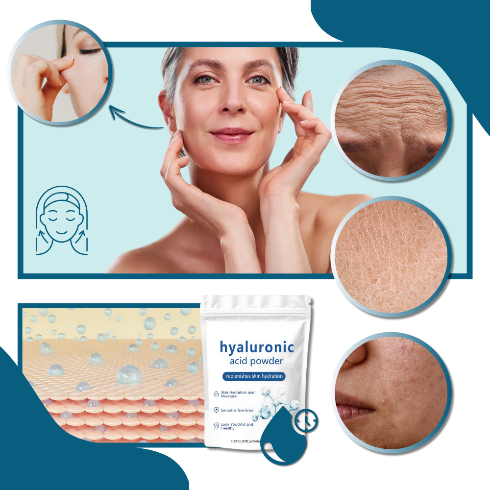 Poudre de ácido hialurônico hidratante da Purisure, produto cosmético para hidratação completa da pele.