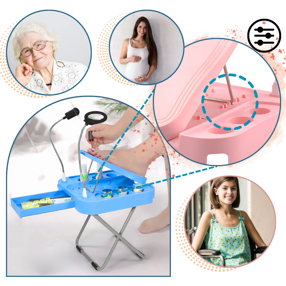 Repose-pés ergonômico para pedicure em cadeira de estética Pwtool, com suporte confortável para pés durante procedimentos.