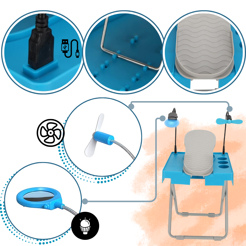 Repose-pés ergonômico para pedicure em banco de manicure Pwtool, suporte confortável para os pés durante tratamento.