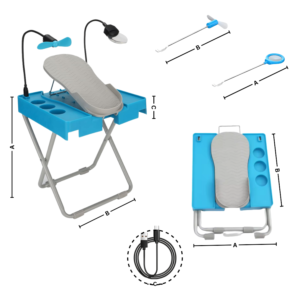 Repose-pés ergonômico para pedicure em cadeira de estética Pwtool, com apoio ajustável para conforto durante o procedimento.