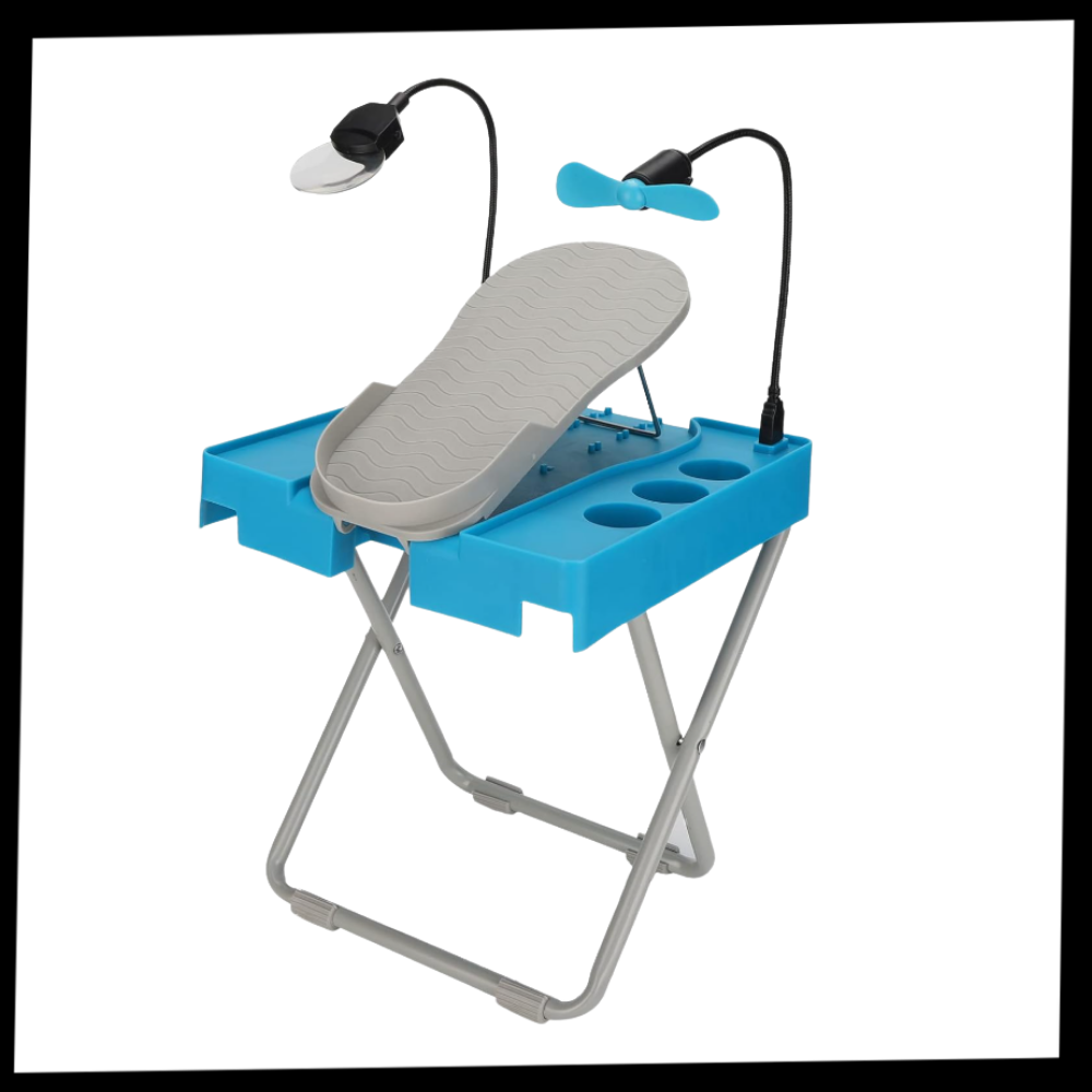 Repose-pés ergonômico para pedicure em cadeira de estética Pwtool, com design confortável e ajustável para profissionais de beleza