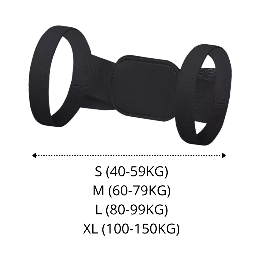 Corrector de postura das ombreras Q-Power, suporte para cuidados de costas, ajustável para peso de 40 a 59 kg em preto