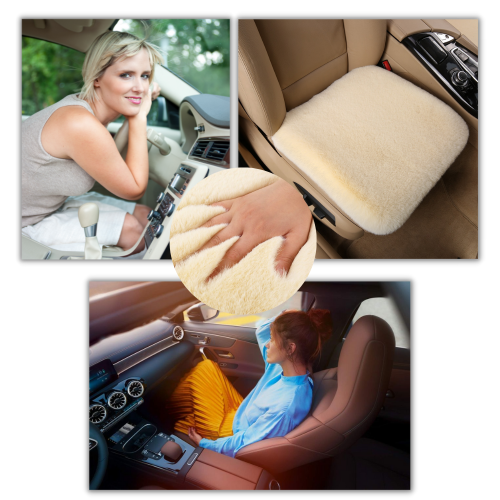 Housses de sièges de voiture en peluche Qctime noires pour entretien et décoration intérieure de véhicule.