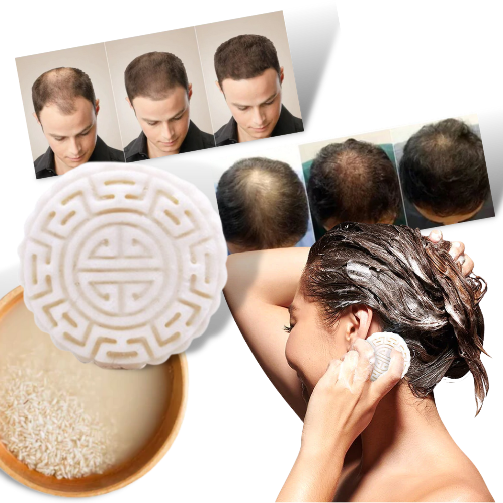 Barra de shampooing e condicionador ao arroz da Qianli, ideal para cuidados capilares naturais e nutritivos.