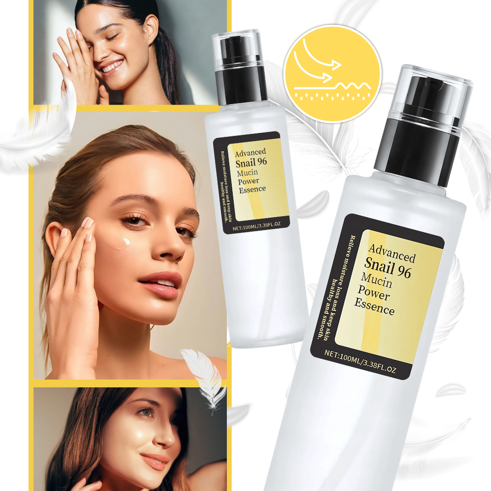 Sérum hidratante de mucina de caracol da Qianmeith, cosméticos, frasco com doseador e textura leve para hidratação facial