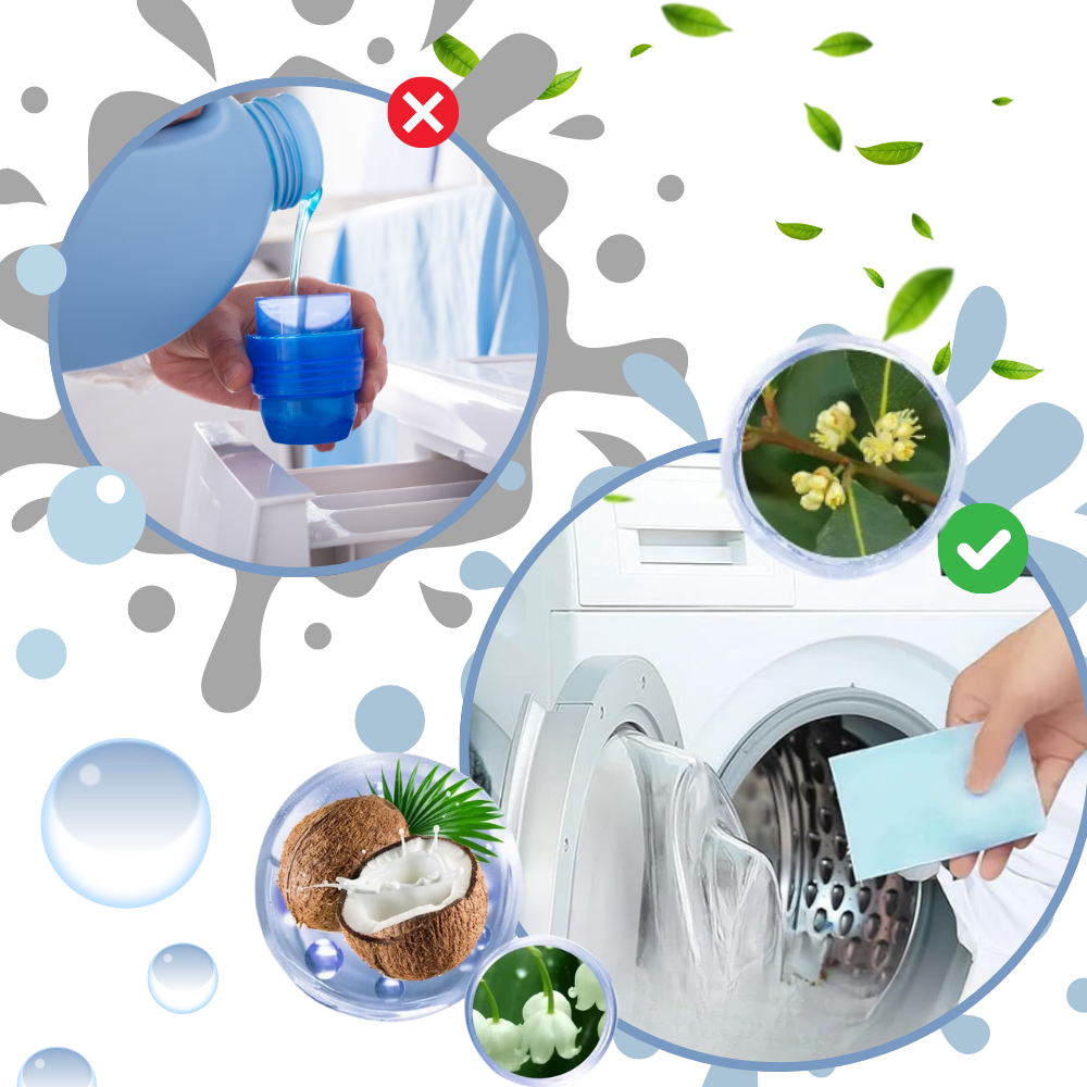 Folhas de sabão ecológicas da Cleancult para lavagem rápida, compactas e dissolução fácil, produto de blanchisserie sustentável.
