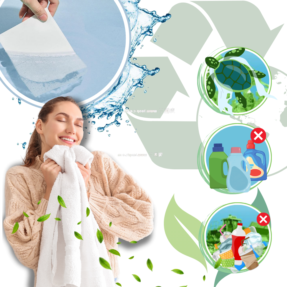 Folhas de lavagem ecológicas da Cleancult, de rápida dissolução, para uma limpeza eficiente na lavanderia.
