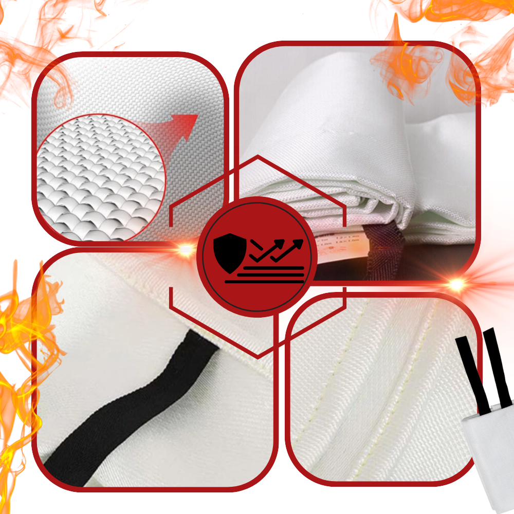 Cobertor de sobrevivência anti-fogo Leberna para extinção rápida de incêndios, ideal para emergências e segurança pessoal.