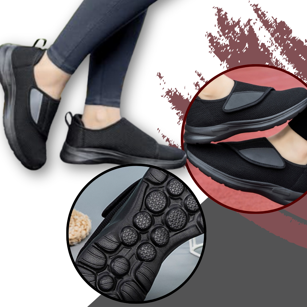 Sapatos FitVille para pés diabéticos, com alívio rápido do calcanhar, calçado confortável e de suporte para uso diário.
