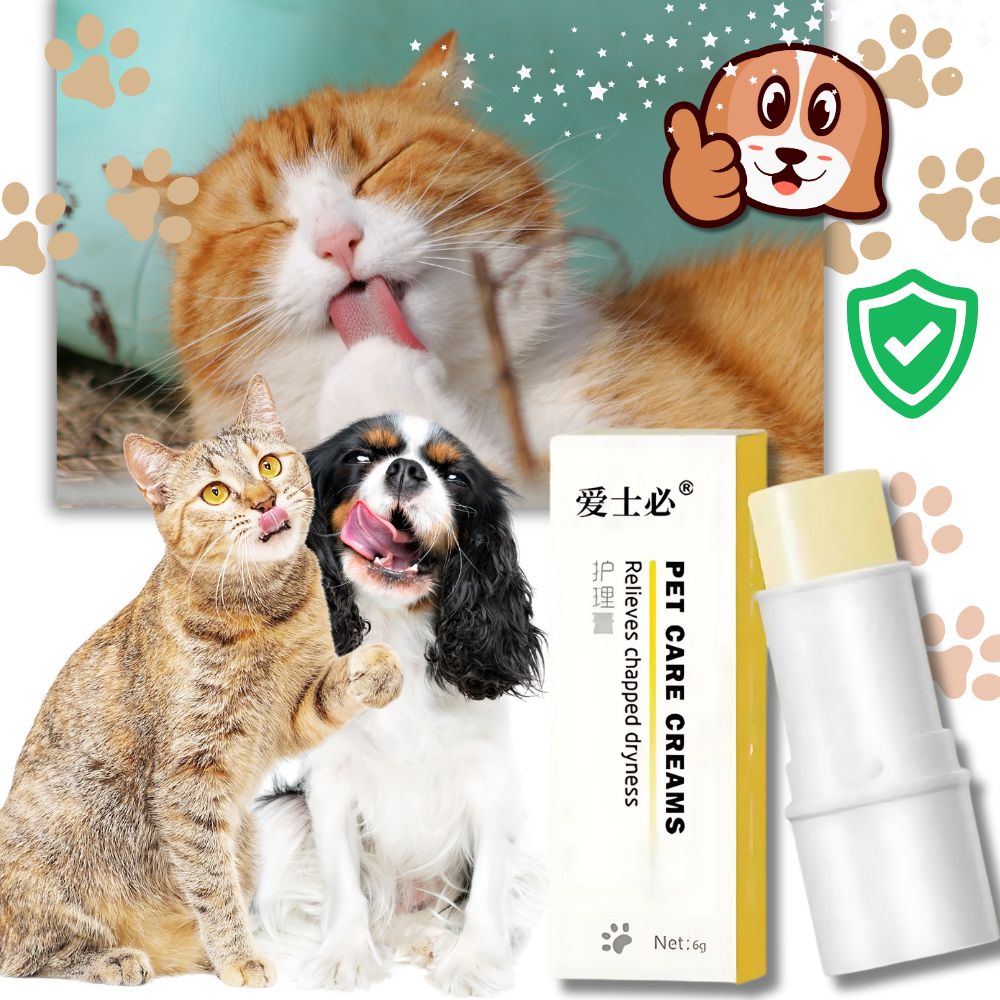 Bálsamo calmante da Only Natural Pet para almofadas de animais de estimação, alivia irritações e protege a pele sensível dos pets.
