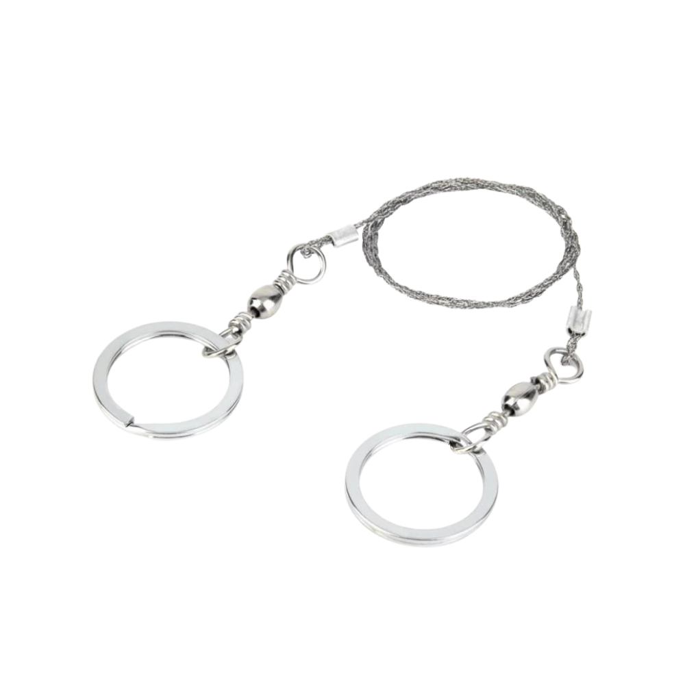 Acessórios para serra com fio de aço portátil da marca Qymhoods, útil para cortes precisos em trabalhos de marcenaria.
