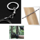 Acessórios para serra com fio de aço portátil Qymhoods, mostrando lâmina de corte e partes de reposição para ferramentas de corte.