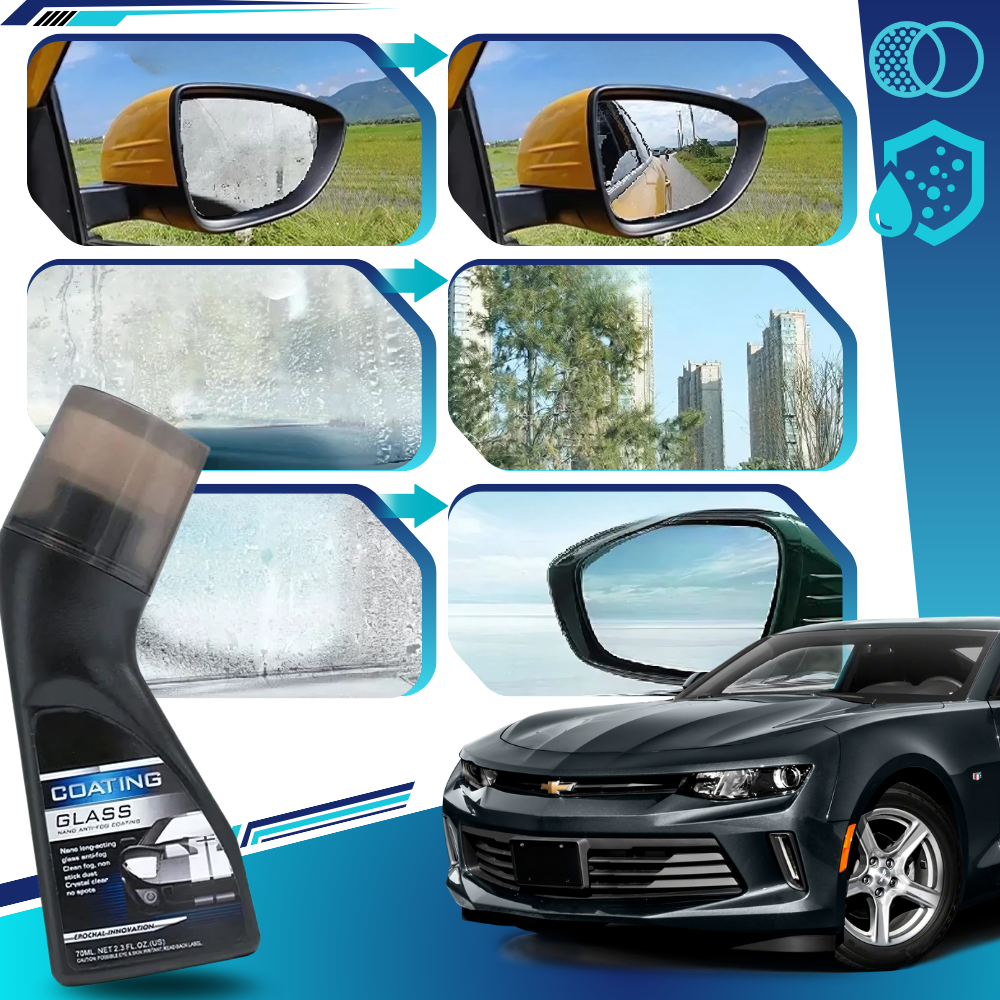 Produto de limpeza de para-brisa Rain-X com revestimento nano, ideal para manutenção e proteção de veículos.