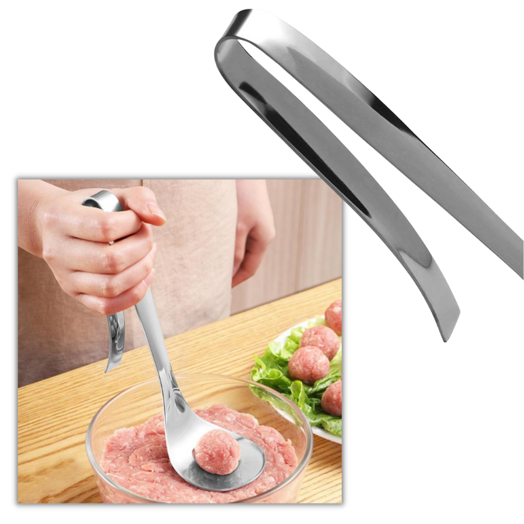 Cuillère à boulettes de viande en acier inoxydable de la marque Ranludas, utensile de cuisine pour former des boulettes.