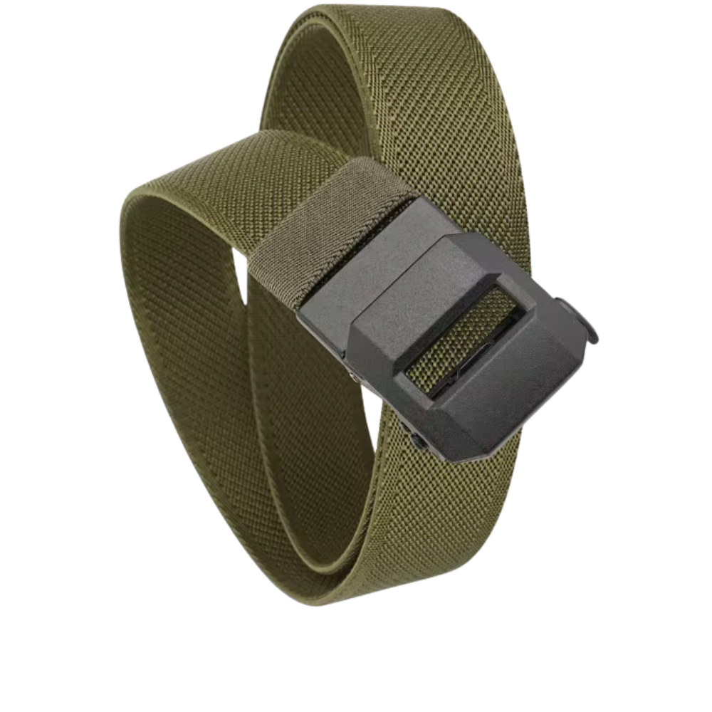 Cinto de nylon com fivela automática Alfani na cor verde militar, ajustável e resistente, para uso casual e outdoor.