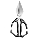 Tesoura de cozinha Yujian ultra-tranchante preta, utensílio de corte resistente para uso em preparos culinários.
