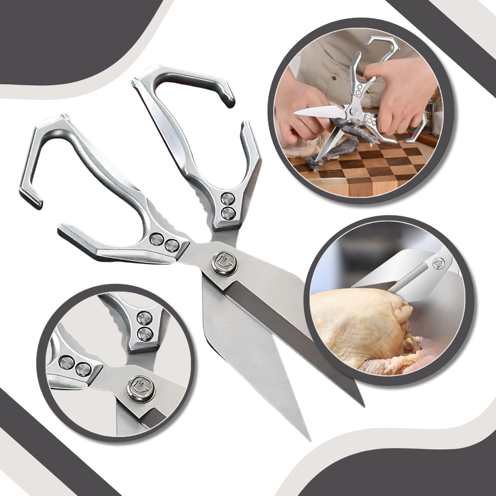 Tesoura de cozinha Yujian ultra-tranchante cortando carne ou osso, utensílio de cozinha resistente e afiado para uso doméstico.
