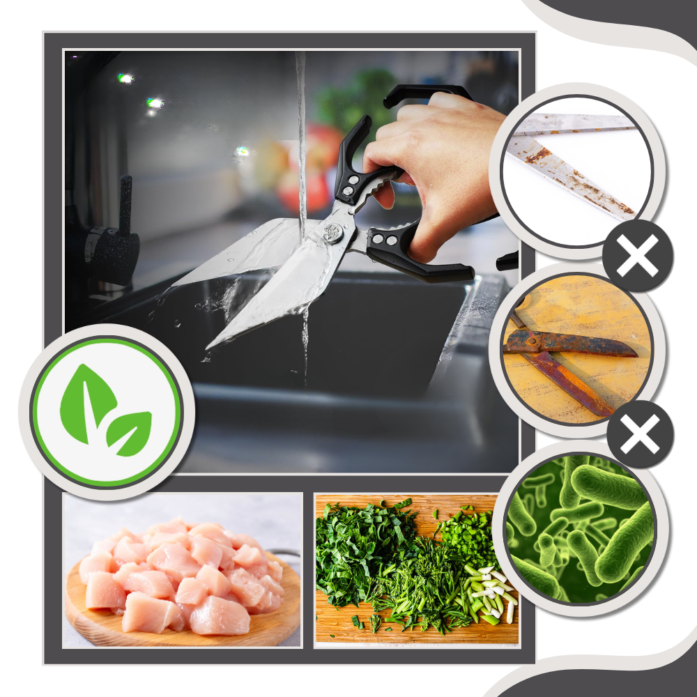 Tesoura de cozinha Yujian ultra-trinchante com lâmina afiada e segura para alimentos, utensílio de cozinha resistente e eficiente.