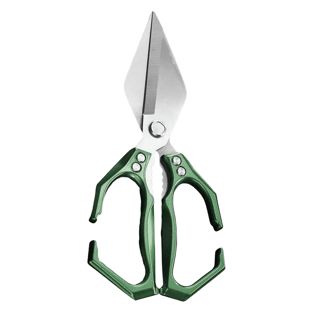 Tesoura de cozinha Yujian ultra-tranchante, com lâmina verde, utensílio de cozinha para cortar alimentos com precisão.