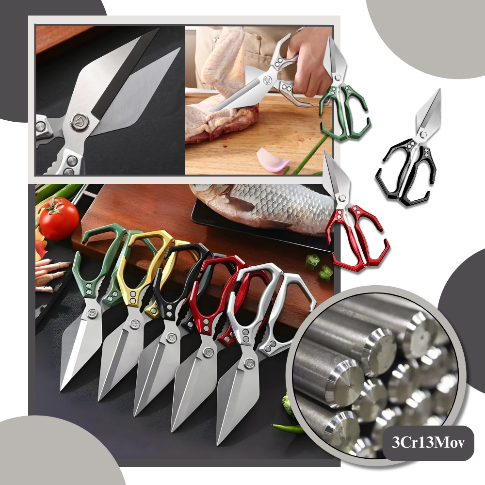 Tesoura de cozinha Yujian ultra-tranchante, lâmina afiada para cortar alimentos com precisão e facilidade.
