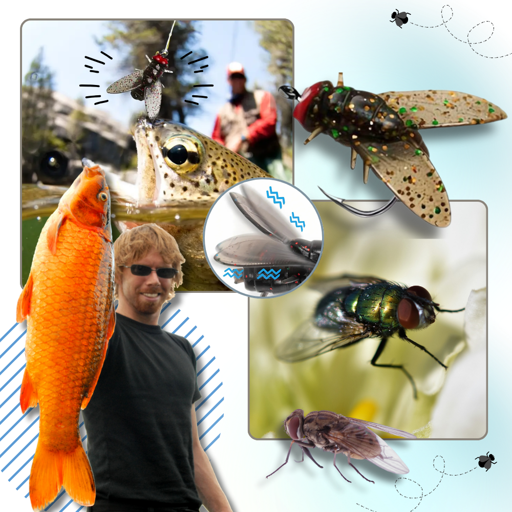 Iscas realistas para pesca com mosca da marca Enjoysea, com detalhes que simulam insetos naturais para atrair peixes.