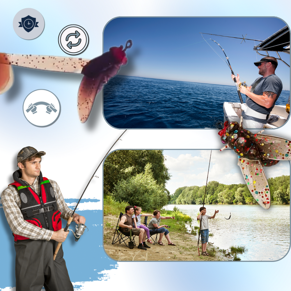 Iscas realistas da Enjoysea para pesca com mosca, detalhes que imitam insetos naturais, ideais para pesca esportiva.