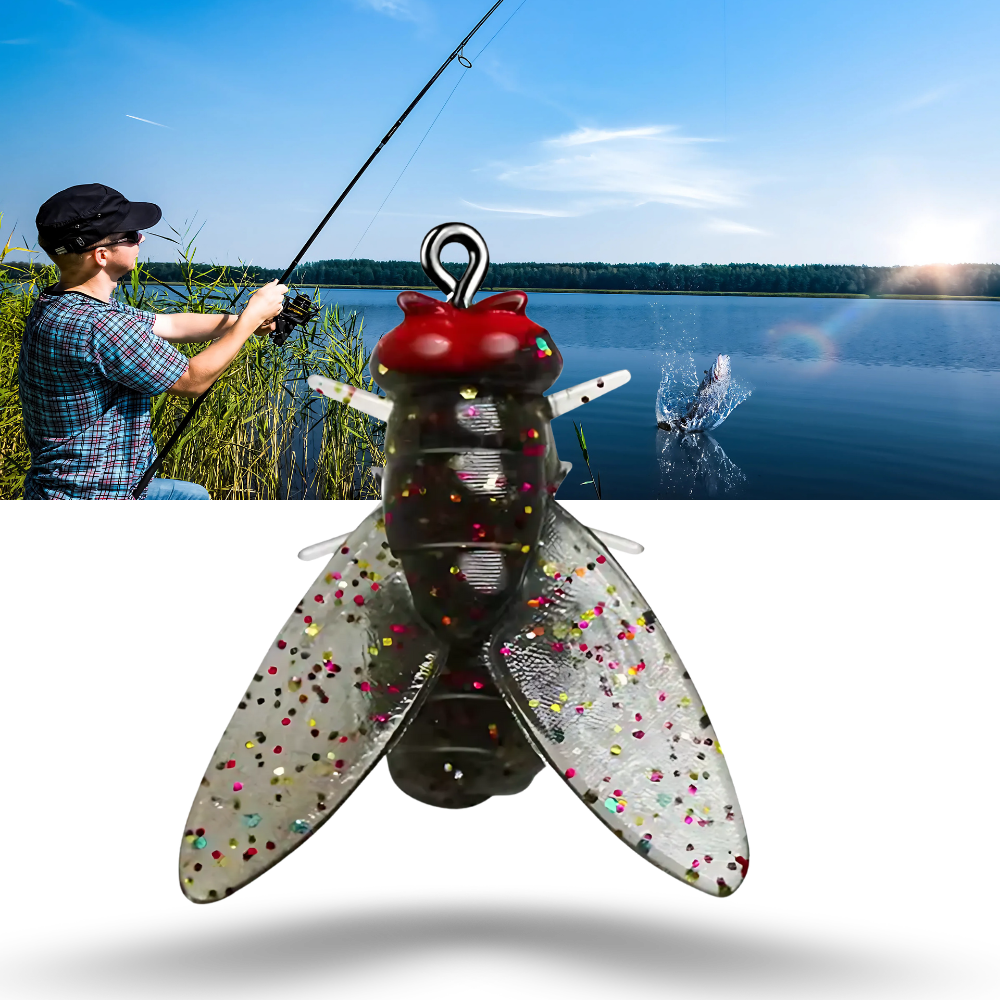Iscas realistas para pesca com mosca, marca Enjoysea, mostrando detalhes de iscas artificiais para pesca em água doce.